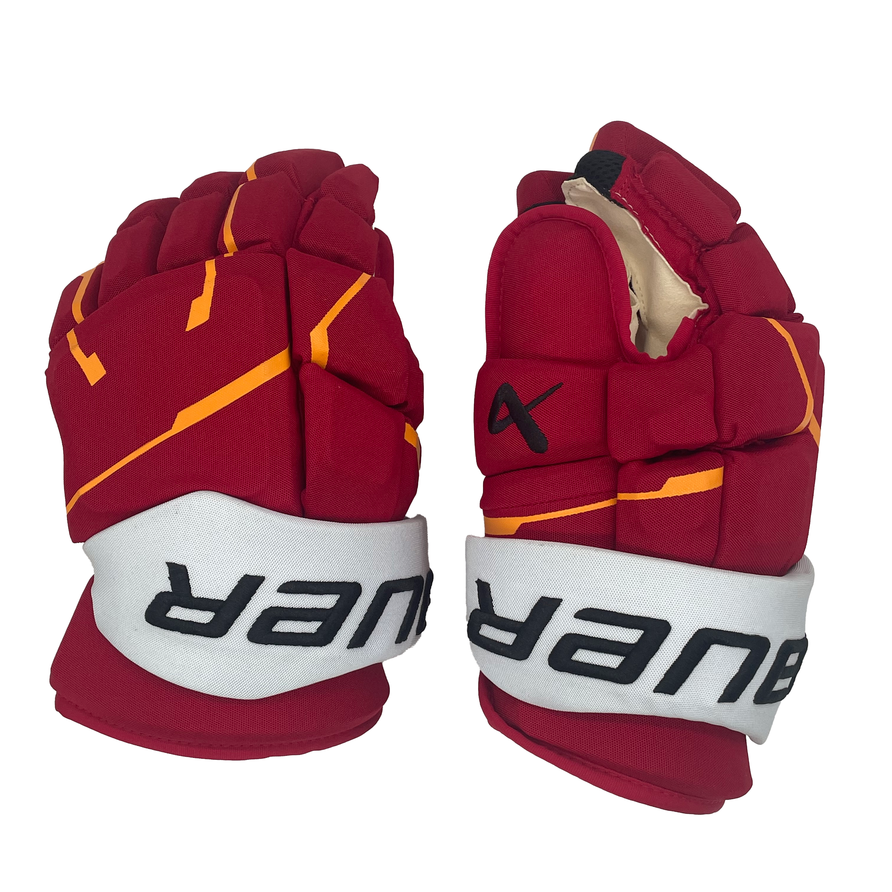 Bauer Supreme Mach - Gant NHL Pro Stock - Nikita Okhotiuk (Rouge/Jaune/Blanc)